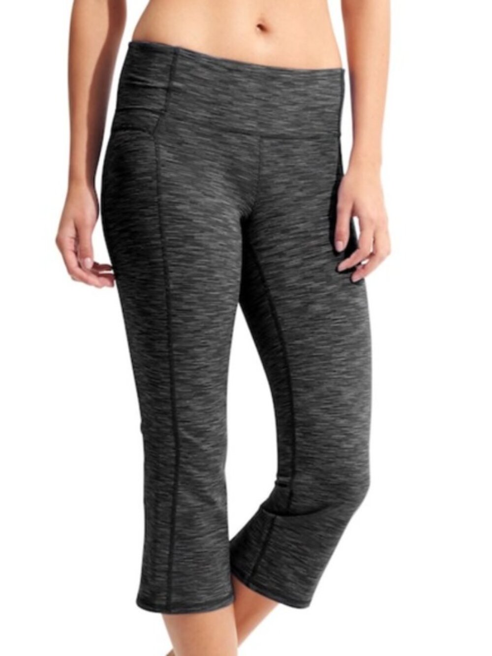 Athleta Power Up Grey Heathered Capri Pant Split Hem (M)